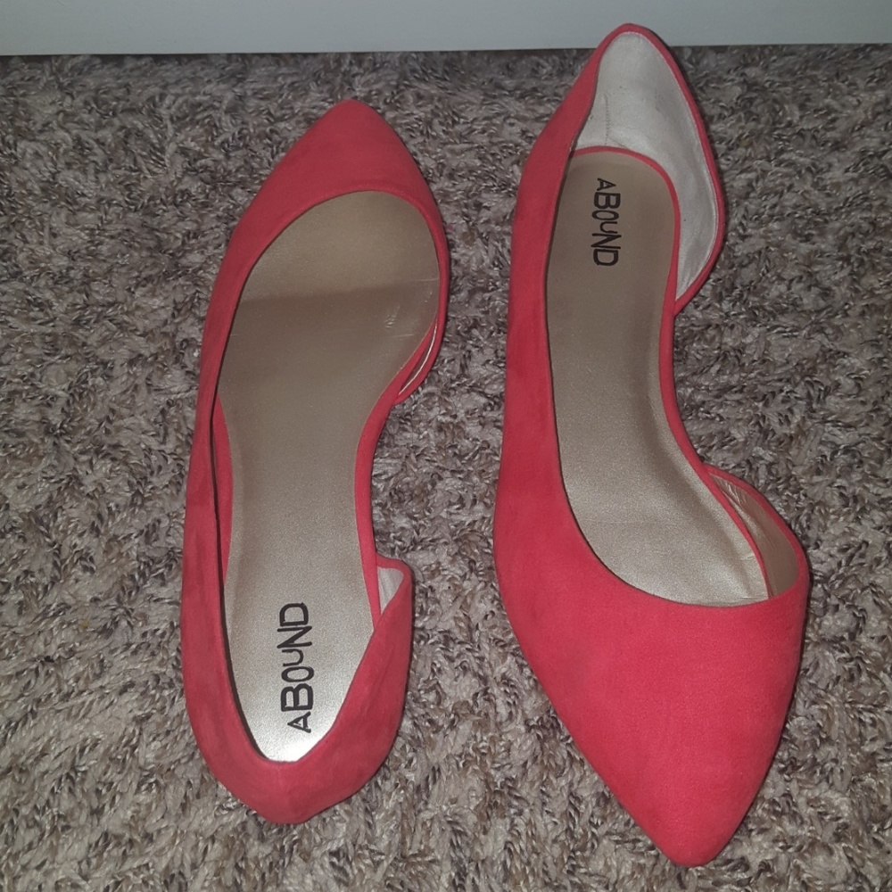 Red suede d'orsay flats